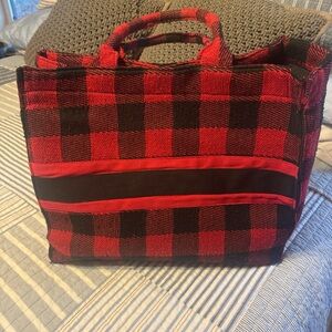 Red and Black Plaid Tote Bag